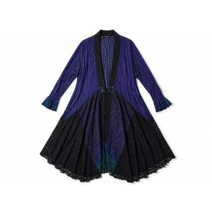 Lee Andersen XL Purple Crinkle Lace Opera Duster Cardigan Art to Wear Long Maxi